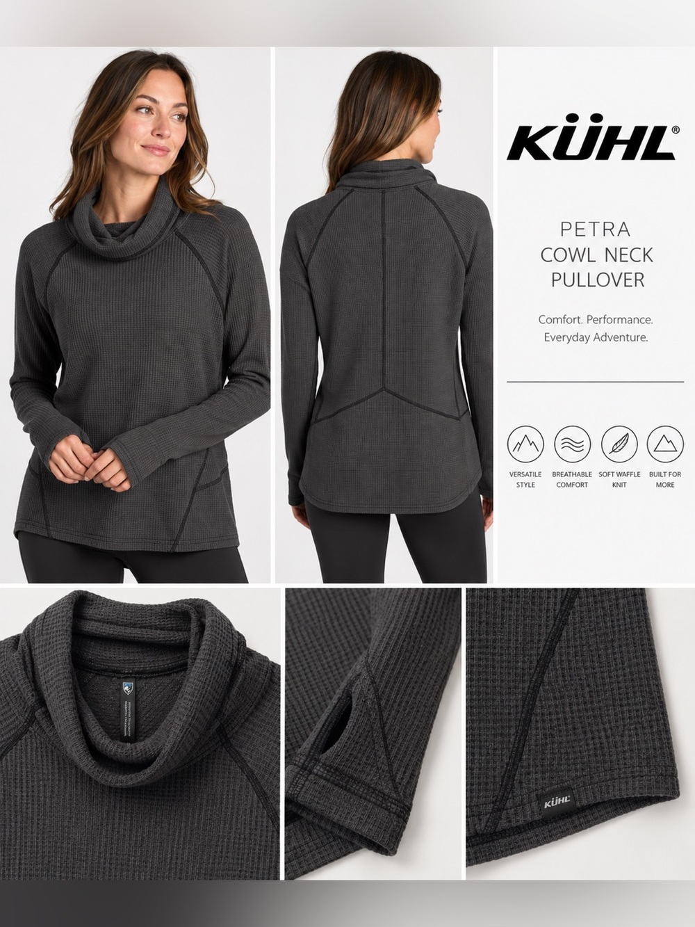 KÜHL Petra Cowl Neck Pullover Sweater - Charcoal